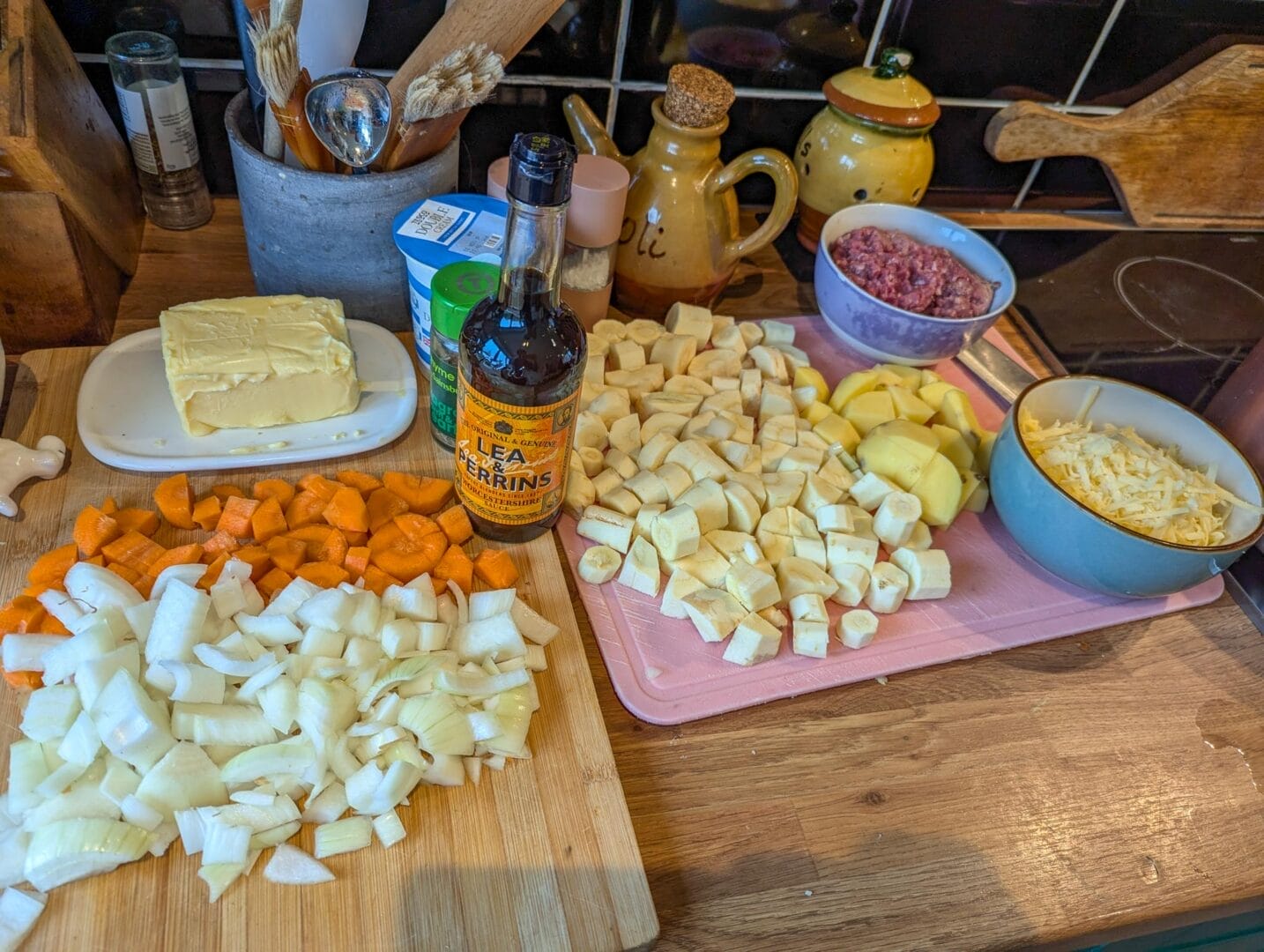 a table with food on it